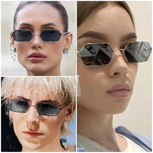 Small Hexagonal Sunglasses Vintage Polygonal Shades Outdoor Uv400 Eyewear for Men Women2