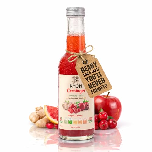 Kyon Ccrainger Drink – 250 ml Ginger Juice with Cranberry, Apple & Lemon, Refreshing & Non-Alcoholic Ginger Drink, Available in Packs of 4, 6 and 12