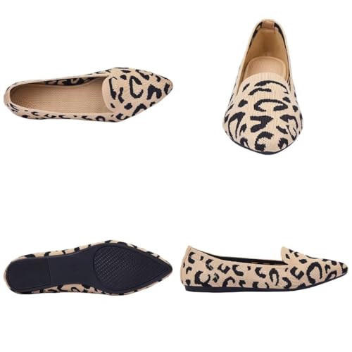 Image of Frank Mully Women's Casual Loafer Flats Slip On Loafer Shoes Comfortable Knit Flat Shoes Classics Pointy Toe Loafer Flats,for Work,Travel