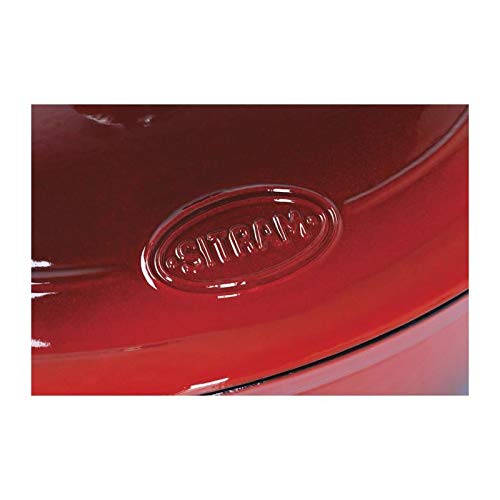 Sitram 710842 - Casseruola tradizionale in ghisa di acciaio smaltata, 2,5 litri, diametro 21 cm, esterno rosso, interno bianco - tappo in acciaio inox, tutte le fonti di calore tra cui induzione e