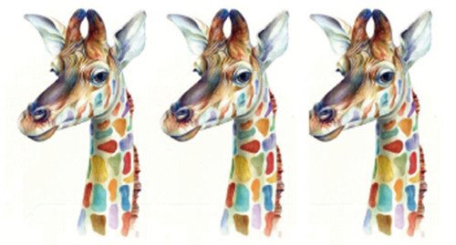 SanerLian Set of 5 Waterproof Temporary Fake Tattoo Stickers Rainbow Watercolor Giraffe Deer Animals Design