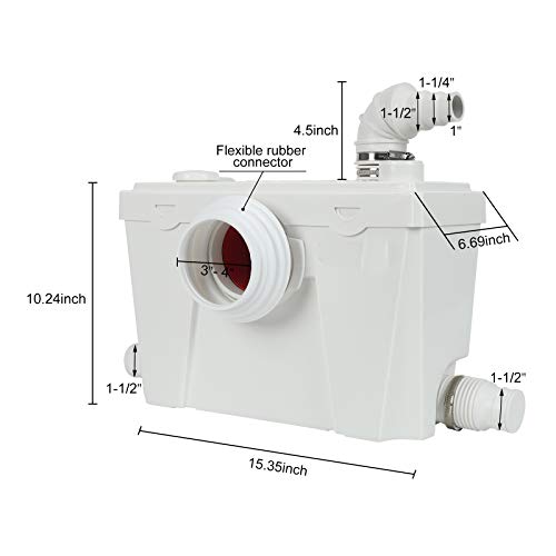 500Watt Macerating Toilet With Pump, Dual-Flush Toilet System For Basement Room, Upflush Toilet Kit Included Maerator Pump, Elongated Toilet Bowl, Water Tank, Toilet Seat #TOP4