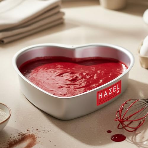 Image of HAZEL Aluminium Heart Shape Cake Mould 7.5 Inch | Cake Mould Microwave Oven OTG Cooker Baking Heart Aluminium Tray Tin