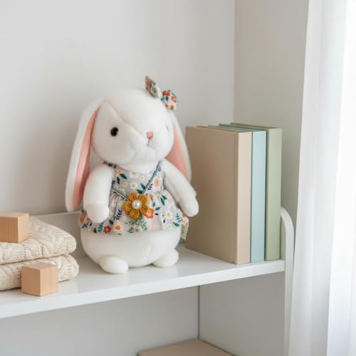 Lapin en peluche jaune clair doudou aux longues oreilles