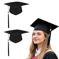 SNBUHA 2 Pcs Bachelor Hut mit Quaste, Studentenhut Doktorhut Verstellbar Graduation Cap Unisex, im Universalgröße, für Abschlussfeiern vom Studium, Universität, Hochschule, Abitur