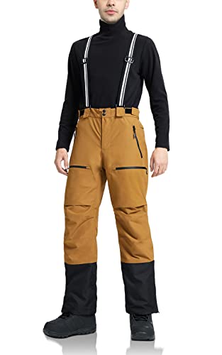 Pioneer Camp Herren Skihose Gefüttert Hosenträger Ski Hosen Schneehose Snowboardhose Outdoorhose Khaki L