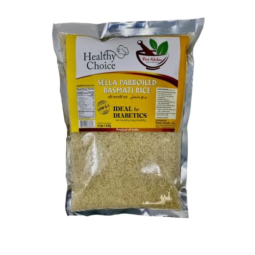 Desi Kitchen All Natural | Premium Quality | Vegan | Sela Parboiled / Diabetics Basmati Rice 4lbs (1.8kg)