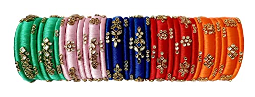 Blue jays hub Silk Thread Bangles New kundan Style multicolors 28 Color Set of for Women/Girls (multi colors, 2.6) (Multi 40B, 2-2 very small size) (B0BBQMPCQ5) Amazon Price History, Amazon Price Tracker