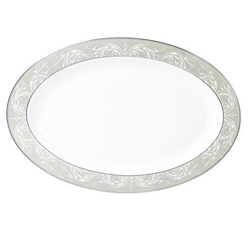 Lorren Home Trends Olympia-57 57 Piece Silver Border Porcelain Dinnerware Set-Service For 8-Olympia-Mix And Match, One Size, White #TOP1