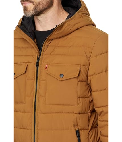 Image of Water Resistant Performance Stretch Hooded Puffer Jacket