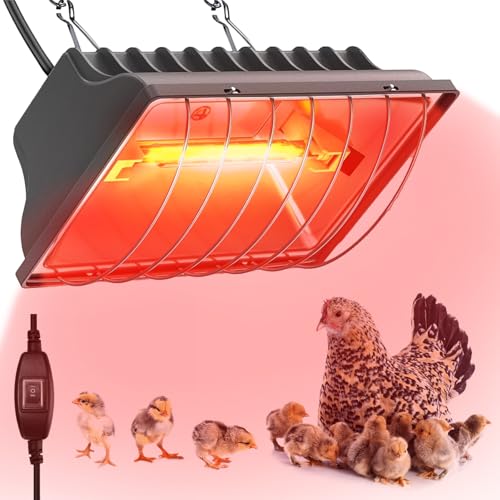 Sohveta 250W Chicken Coop Heater for Chicks Ducks Dog Kennel Cat Bed Reptiles 2 Heating Mode Heat Lamp Warmer for Chicken Coop in Winter Inside and Outdoor Pet Total 2 Heating Tube as Backup Lamp