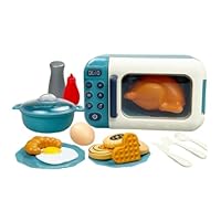 MotiveTech 17 Microwave Toys for Kids, Pretend Play Kitchen Utensils, Cooking Accessories for Girls And Boys, Blue