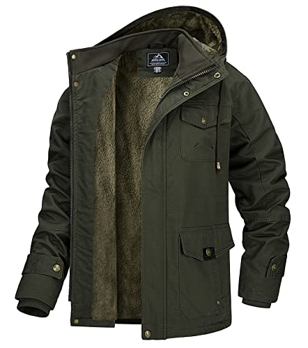 MAGCOMSEN Men's Winter Jacket Cotton Fleece Lined Warm Jackets Work Cargo Military Coats with 6 Pockets