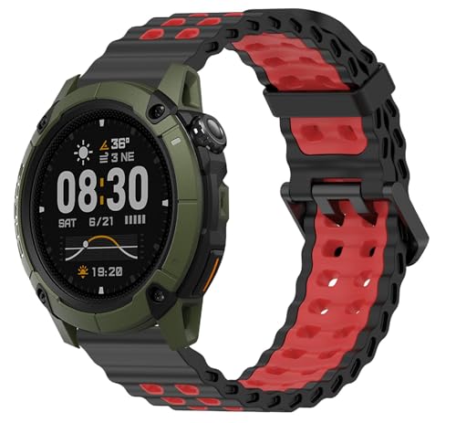 GIOPUEY Correas Compatible con COROS NOMAD, Suave silicona La Correa [Resistente al Desgaste] [Transpirable] Pulsera - Black/Red
