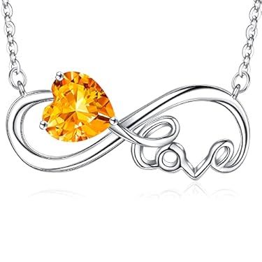 AMAZON - IEFUP Birthstone Necklace for Women, S925 Sterling Silver Citrine Necklace November Birthstone Necklace November Birthstone Jewelry Birthday Gifts for Women Jewelry for Women Gifts for Women