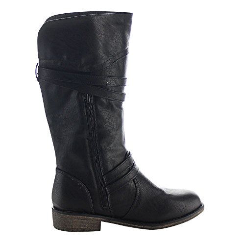 Lucky Top Fay-42K Children Girl's Classical Block Heel Buckle Knee High Riding Boots2