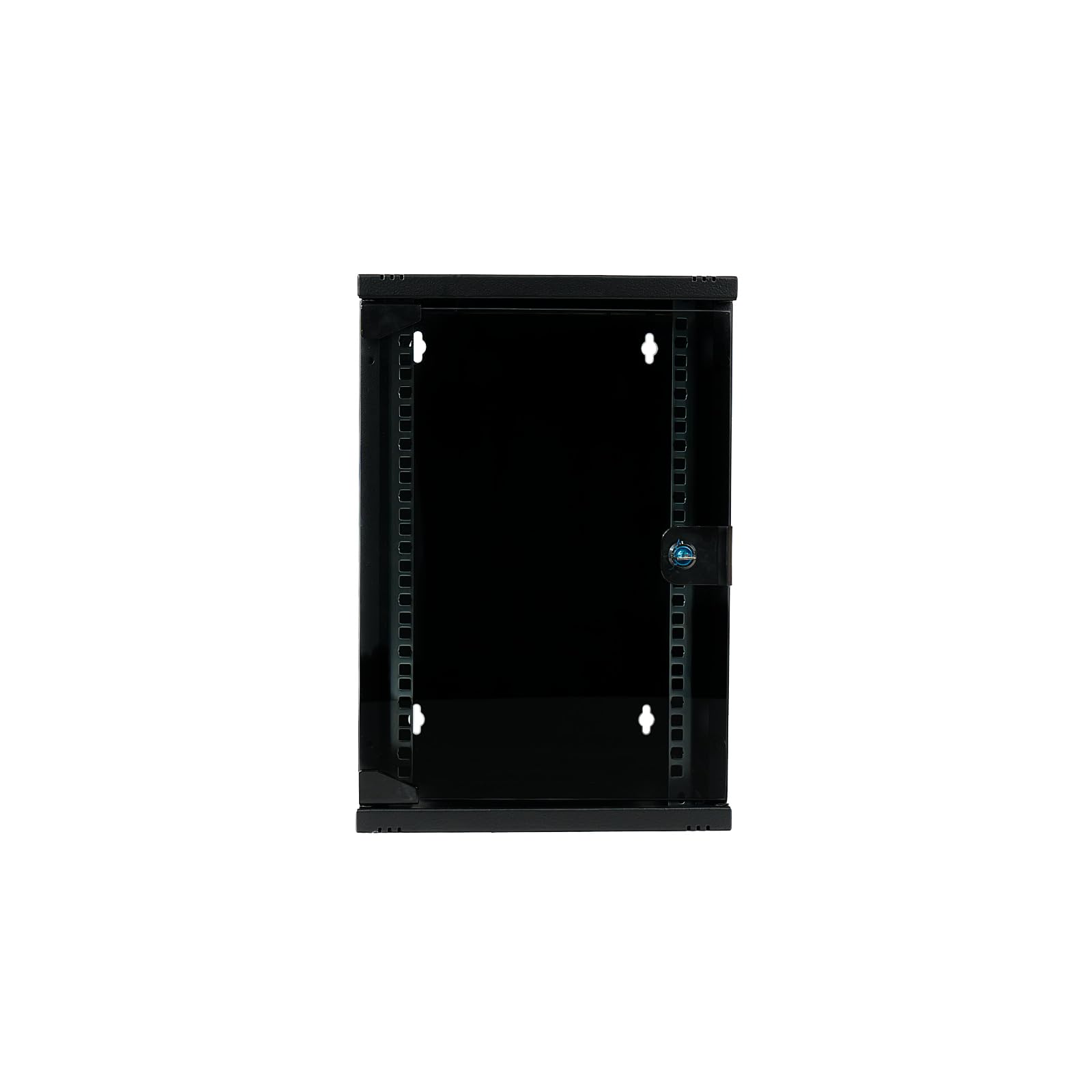 Netzwerkschrank 10 Zoll 9HE I 300 mm Tiefe I Serverschrank Schwarz | Wandmontage I abschließbare Glastür I voll montiert I 60 kg Traglast I 312x300x464 mm (Schwarz, 9HE)
