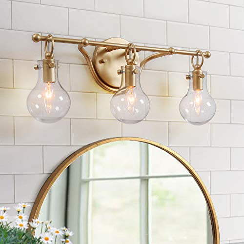 KSANA Gold Bathroom Light Fixtures with Clear Glass Shades A03631, 20