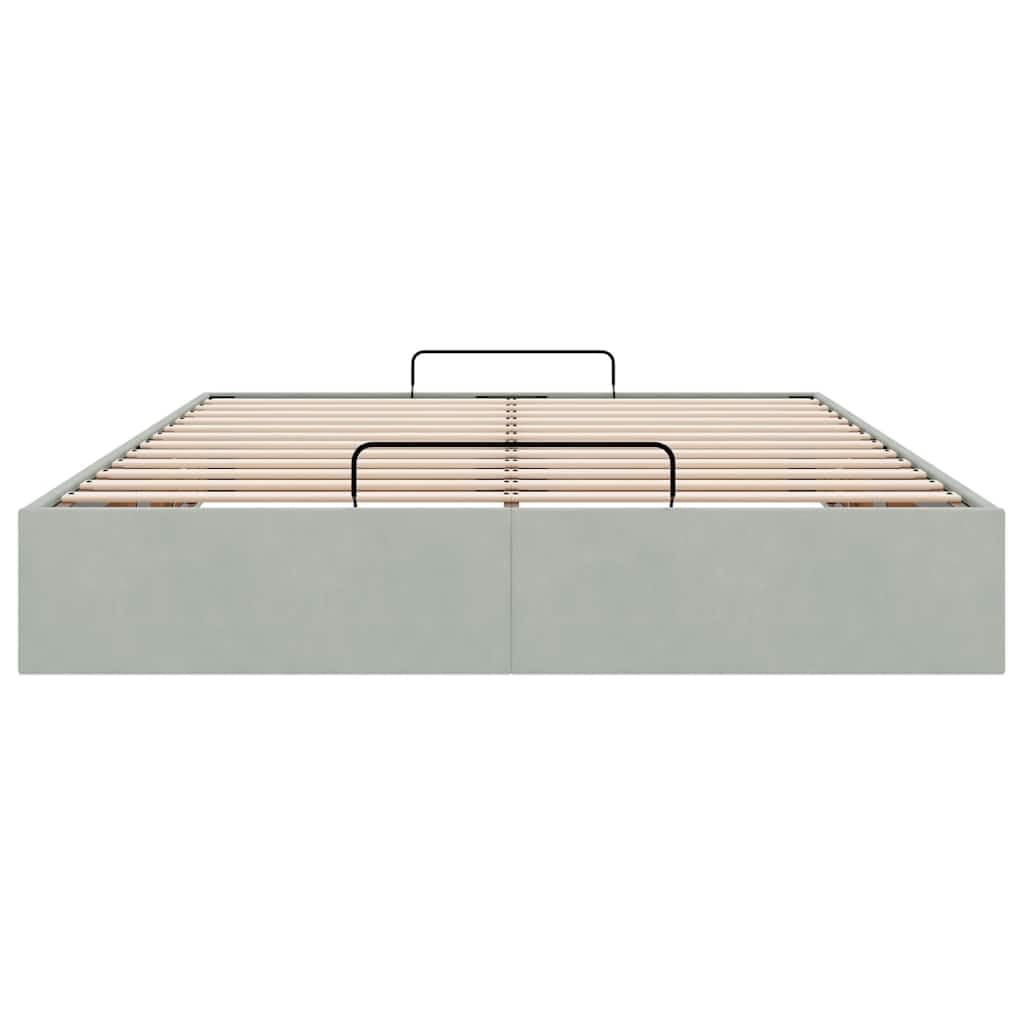 Festnight Cama Canapé Tapizado 140 x 200 cm con Somier y Almacenamiento Abatible Gris Claro