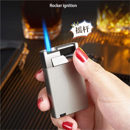 Mechero de butano antiviento con llama ajustable para camping y cigarros 4
