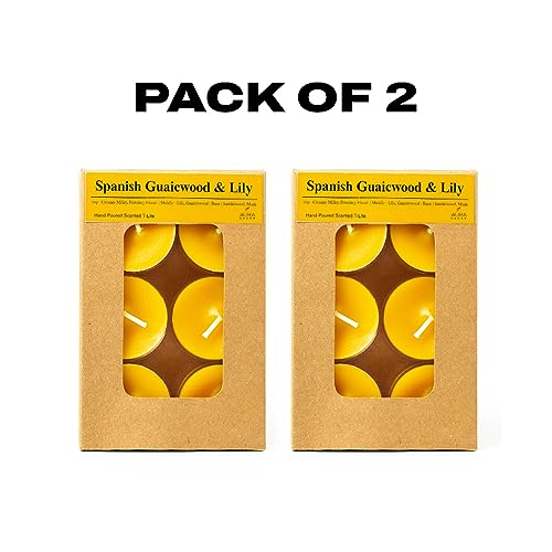 Image of AuraDecor Scented Soy Wax Acrylic Tealight Candle, Organic Luxury Aroma, Aromatic /Aromatherapy Candle || Long Lasting Burning Time (Pack of 1, Spanish Guwaicwood & Lily)