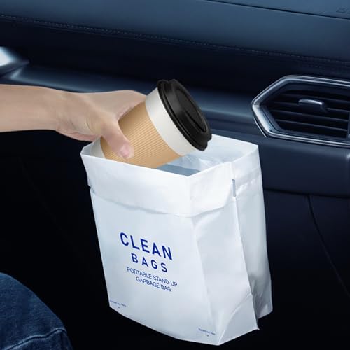 Image of 80 Count Self-Adhesive Trash Bag Dispenser Stand-up Trash Bag, Car Trash Bags for Travel, Lazy People Trash Bin, for Kitchen Bedroom Desk, Portable Trash Bin, Garbage Bag with Sealing Function