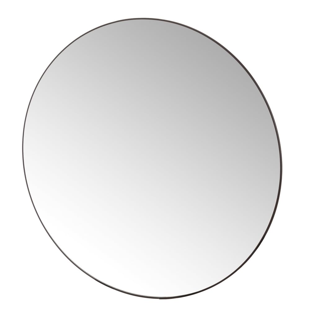 LOLAhome Espejo de Pared Redondo Negro de Metal y Cristal de 49 cm