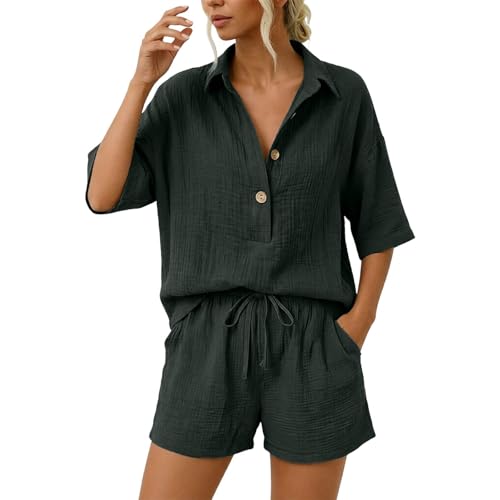 Tenue décontractée deux pièces unie haut de gamme ensemble short et haut fluide sans plis