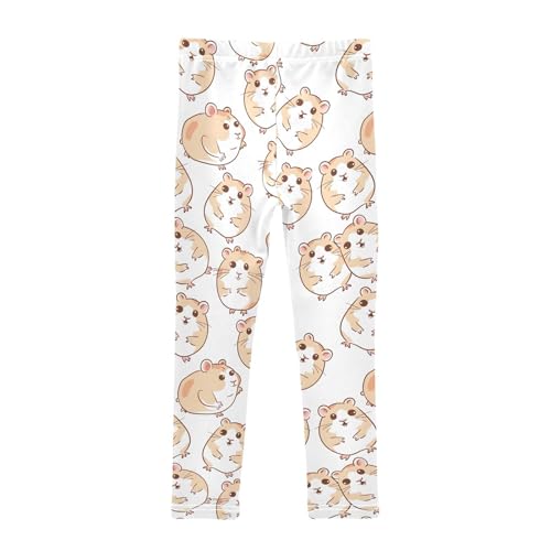 Cartoon Hamster Girls Leggings Ultra Soft Compression Yoga Gym Pants for Kids 4-10T2