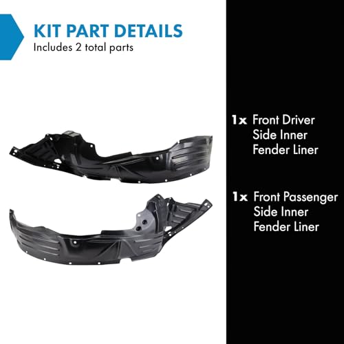 Image of TRQ Front Inner Fender Liner Set Compatible with 2003-2008 Honda Element HO1248122 HO1249123