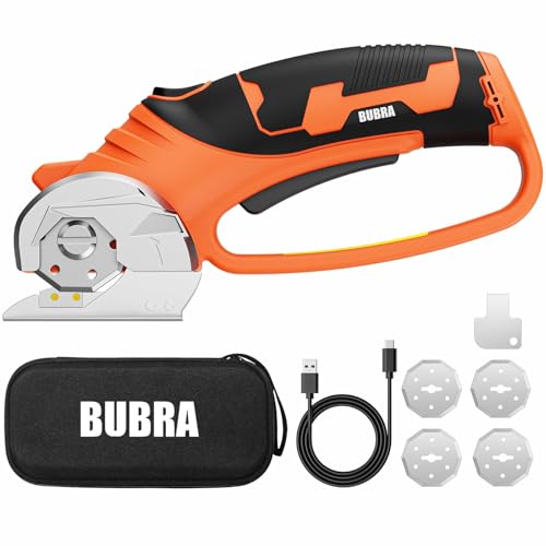 Cordless Electric Scissors 4V Rechargeable Cardboard Cutter with 4 SK5 Blades, 2000mAh Battery, LED...