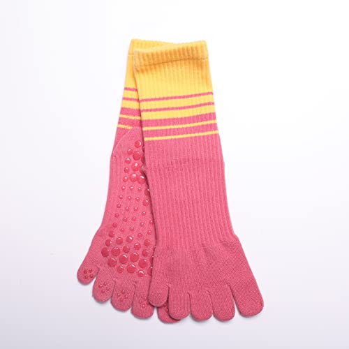 Verdancy Yoga Pilates Toe Socks With Grips For Women Non Slip Colorful Gradient Tie Dye Cushioned Socks For Barre Ballet (Yellow/Red) #TOP1