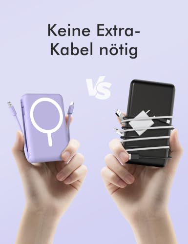 Podoru Powerbank für Magsafe,10000mAh Magnetisch Power Bank mit USB-C Kabel – Ansicht 4