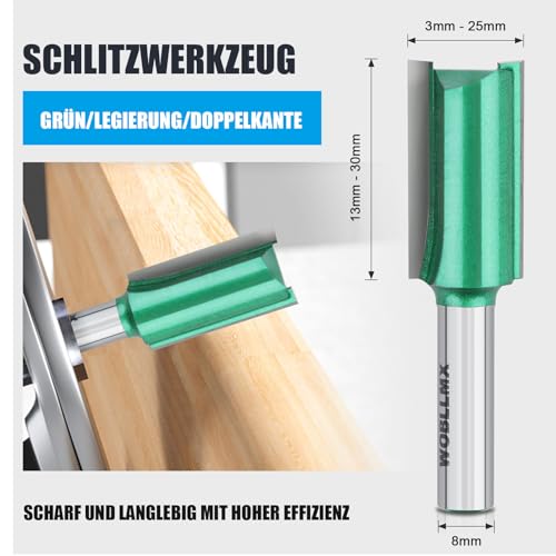 WOBLLMX 8mm Schaft Bündigfräser,Ø17mm Arbeitslänge 30mm,Hartmetall Klinge Handlich,langlebig und scharf für CNC Schaftfräser für Dichteplatte Massivholz