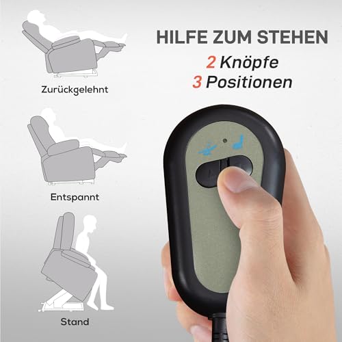 HOMCOM Relaxsessel Elektrisch Fernsehsessel mit Aufstehhilfe, 5 Massagemodi, Liegefunktion, Massagesessel mit Fußteil, Leinenoptik, Seitentasche und Fernbedienung, für Wohnzimmer, Grau – Bild 5