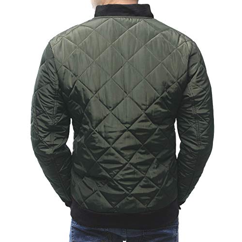 Mens Flight Bomber Jacket Diamond Quilted Varsity Jackets Winter Warm Padded Coats Outwear3
