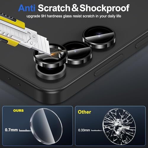 Image of JGD PRODUCTS Premium Camera Lens Protector Compatible For Samsung Galaxy S24 5G (Black) Camera Lens Protector - 9H Tempered Glass, Military-Grade Anti-Scratch, Case-Friendly, Easy Install Frame