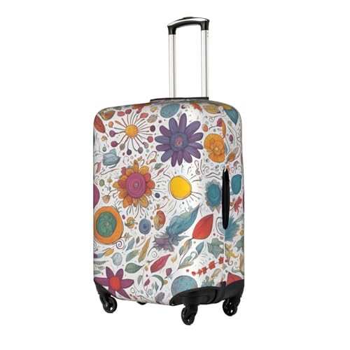 Colorful Hand Drawn Feathers On White Tsa Approved Luggage Cover For 18-32 Inch Suitcases Scratch-Resistant Stretch Luggage Cover2