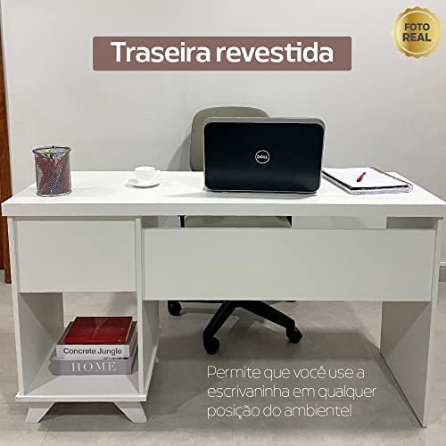 Escrivaninha Retrô 2 Gavetas 1 Nicho - Sky Artany - Branco