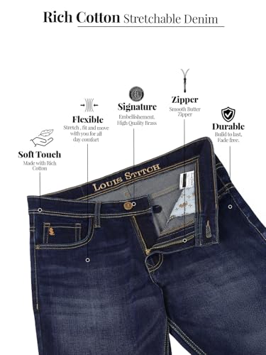 Image of LOUIS STITCH Men's Mid Rise Raw Wash Regular Fit Jeans (LSJNS-CF)