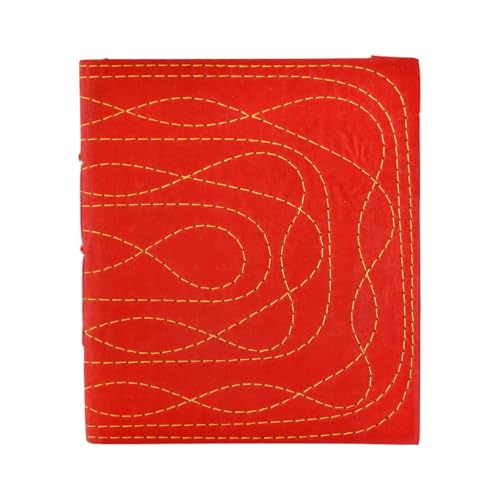 Image of VISMAY'S Red Diary with Yellow Pages 90 GSM Paper Handmade Traditional Bahi Khata Book Manifestation Diary for Dream Wish Goal Quality Notebook for Writing and Success (Vintage Red)
