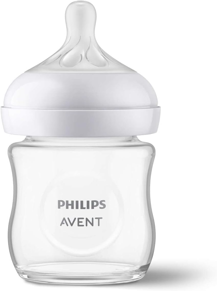 PhilipsAvent Glass Baby Bottle with Natural Response Teat, 125 ml Capacity