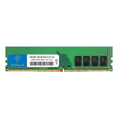 Image of RASALAS 16GB DDR4 2133MHz PC4-17000 Non-ECC Unbuffered 1.2V CL15 1Rx8 Single Rank 288 Pin UDIMM Desktop Memory RAM Module Upgrade