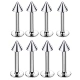8 Piercings de Nariz Cónicos y Circulares Plata, Acero/Titanio, para Fosa Nasal, 6/8/10/12 Mm(1.2x6+3mm cone)