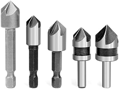 ドリルビット 5ピース産業皿ドリルビットセット5フルートカウンターシンク木工ドリルビット金属加工面取り面取りカッター .ツール、アク