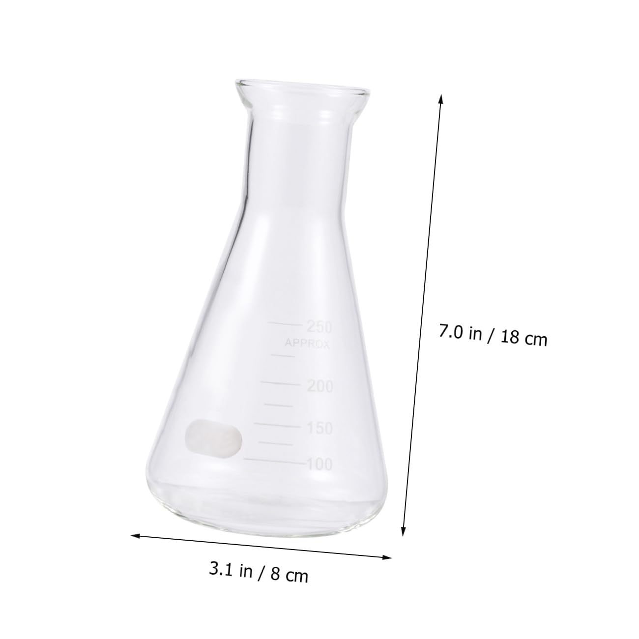 Matraz Erlenmeyer de Vidrio de 250ml con Corcho Inodoro para Laboratorio y Escuela, Adecuado para Estudiantes en Experimentos Científicos
