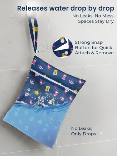 Image of POLKA TOTS Reusable Swim Diaper Combo with Waterproof Wet Dry Diaper Bag for Boys & Girls - Leak-Proof Baby Swim Diaper + Zipper Wet Bag for Pool, Beach & Travel (Diaper Age: 2-12 Months)