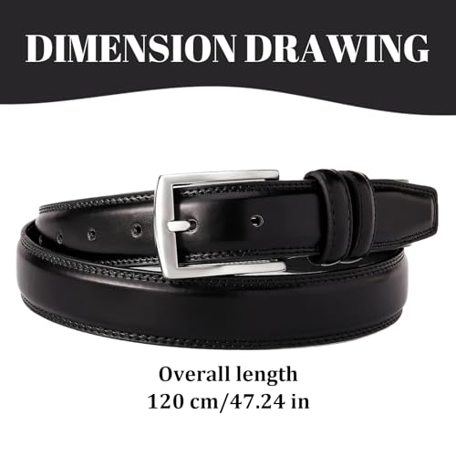 Mens Belt 47 Inch PU Leather Belt with Alloy Pin Buckle Minimalist Easy Matching Black Men for Business, Gifts for Men4