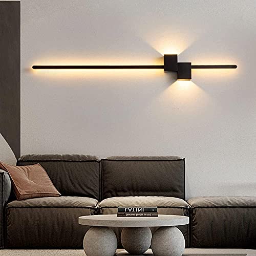 Image of Artica Black Linear LED Long Tube Wall Light | 83CM Up & Down Light Wall Lamp for Bedroom, Bedside, Living Room, Hallway - Modern Sleek Design
