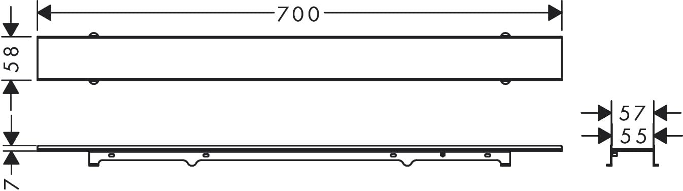 hansgrohe RainDrain Rock - Canaleta para ducha (600 mm, se puede acortar)